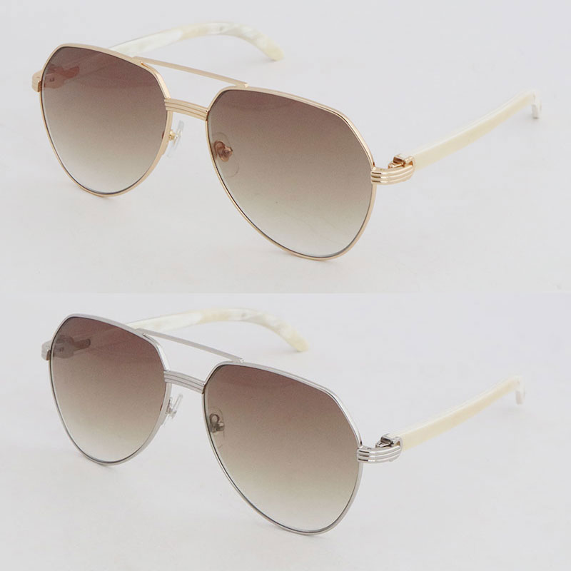 Nouveau design bois cadres lunettes de soleil pour femmes grand carré lunettes de soleil véritable blanc naturel à l'intérieur noir corne de buffle 0272S 3368