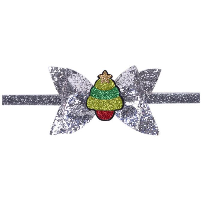 6色クリスマスヘッドバンド子供髪のアクセサリーボウブライトピンクの蝶の結び目髪