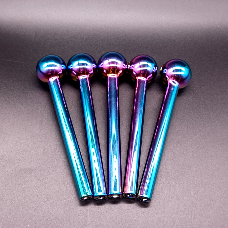 Colorful Electroplating Glass Oil Burner Pipes Tube Nail Tips Water Bong Titanium Straight Hand Pipe