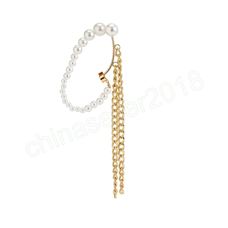 Elegante imitazione perla lunga nappa orecchini a clip le donne Wed Bridal Vintage Ear Cuff Piercing gioielli accessori