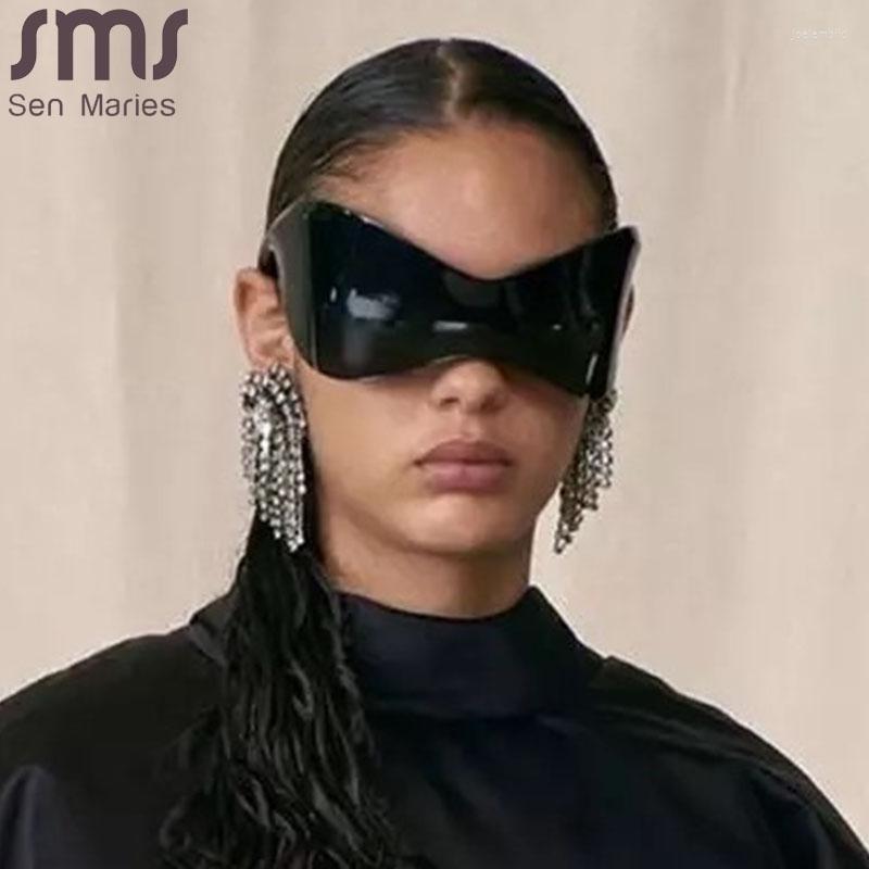 Zonnebril Oversized Punk Sport Futuristische Vrouwen Y2k Merk Designer Zonnebril Mannen Mode Randloze Zilveren Brillen Goggle Oculos261p