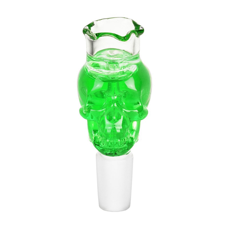 Skull Smoking 14MM 18MM Giunto maschio Colorato Riempimento di liquido Freezable Vetro spesso Ciotola di ricambio Filtro olio di tabacco Pipa ad acqua Bong Narghilè DownStem Holder DHL