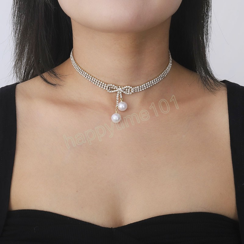 Luxury Pearl Heart Necklace Beaded Choker Necklace Penadnt Chain Necklaces Valentines Day Bridesmaid Gift Boho Jewelry