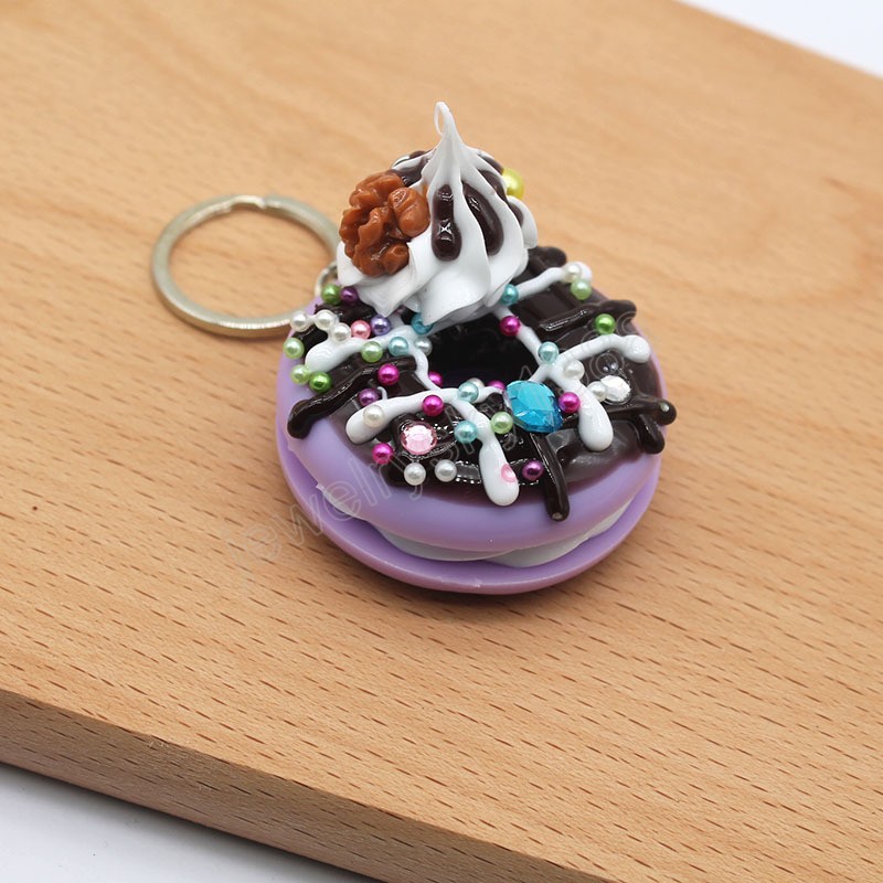 Bread Key Ring Simulation Donuts Pendant Keychain PVC Sweet Couple Key Chain Creative Cake Gifts Car Bag Ornament Accessories