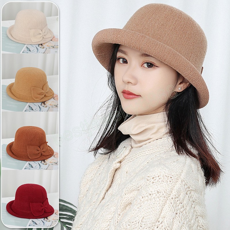 패션 인공 토끼 모피 버킷 모자 여성 가을 ​​겨울 따뜻한 두껍고 어부 모자 파나마 플러시 유역 모자