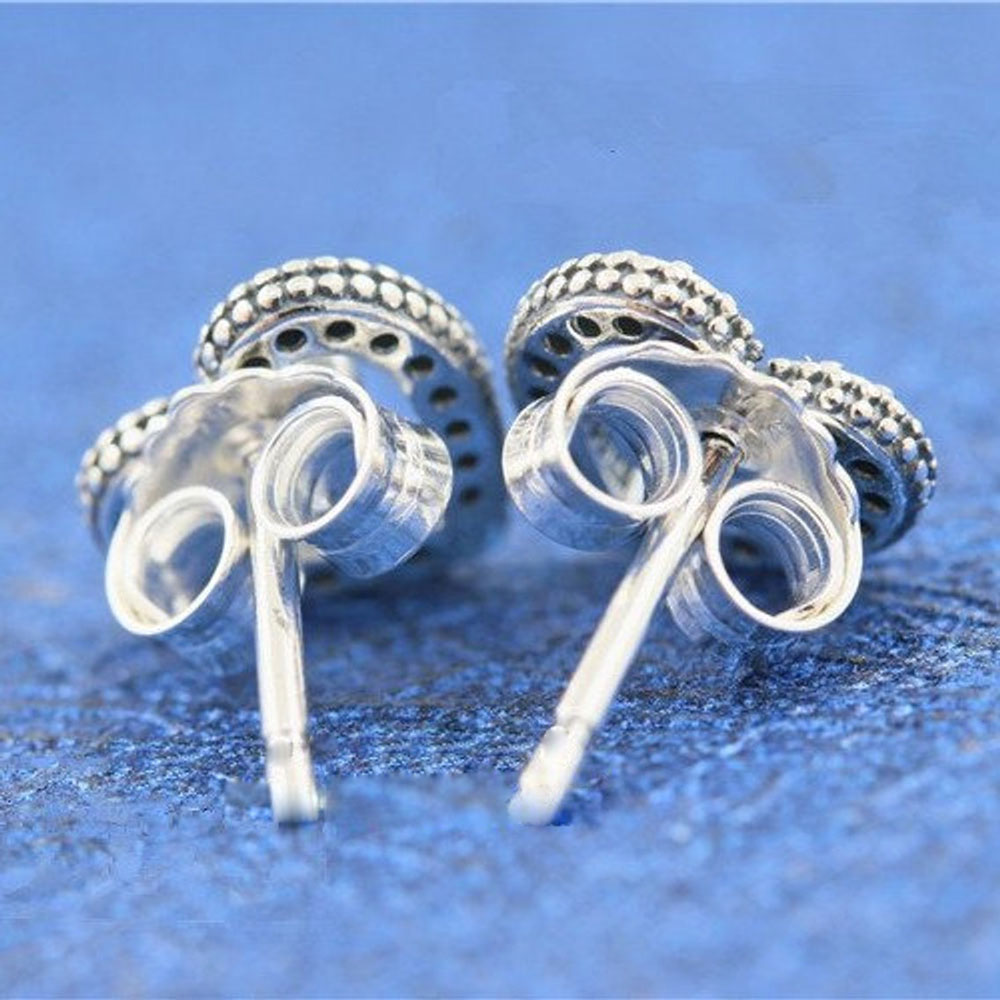 925 Sterling Silver Heart Swirls Stud Earrings Fits European Pandora Style Jewelry Fashion Earrings