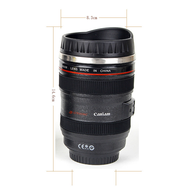 Tasse à café avec objectif d'appareil photo de 13,5 oz Thermos isolé en acier inoxydable Photographe Amateurs Cadeau Tasses d'appareil photo Tasses de voyage Gobelet avec couvercles rétractables scellés pour hommes femmes