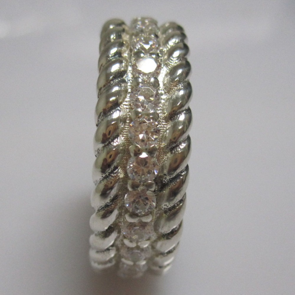 925 Sterling Silver Pave Pave White Diamonds Band Rings For Women Design Jóias de Jóias Men do Dia dos Pais Presentes de Ação de Graças Presentes de Ação de Graças
