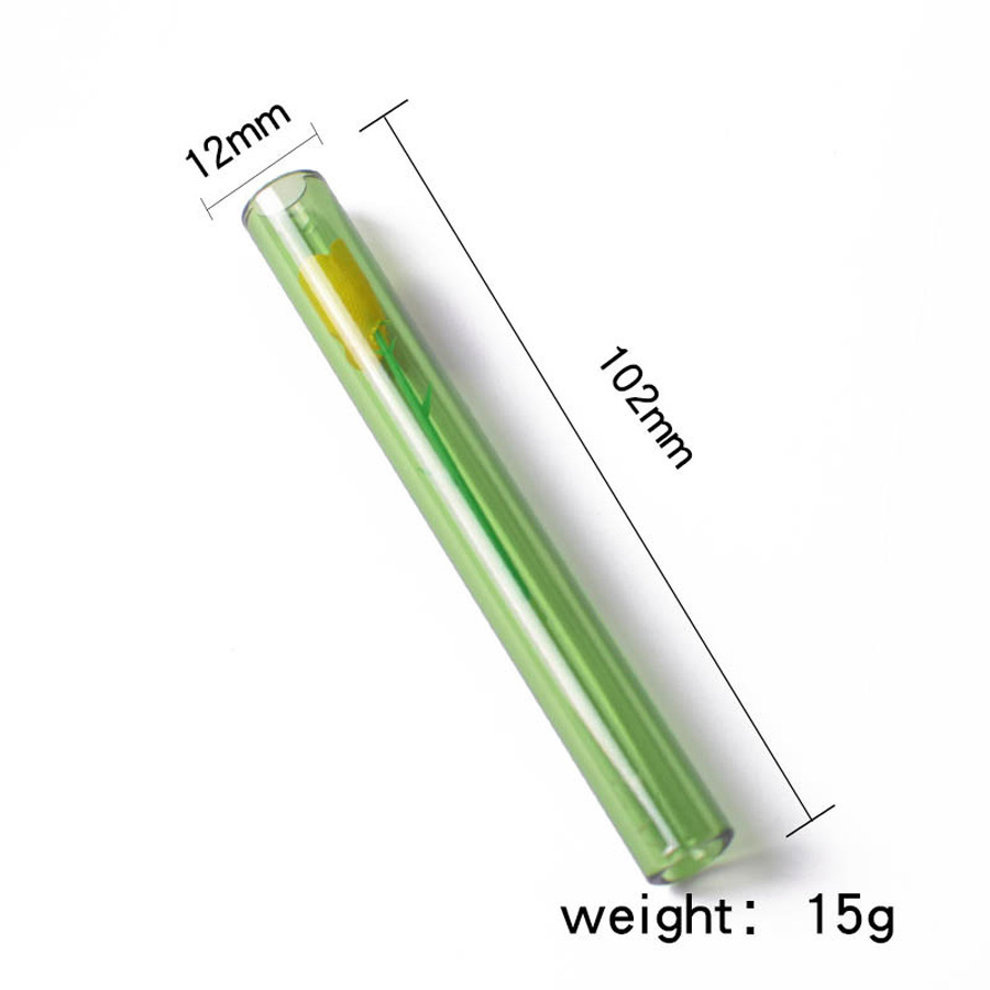 100-12mm喫煙タバコパイプが大好きで、オイルバーナー内部のプラスチック製の花が付いたバラガラスチューブトレンディなダブバブラーパイプ