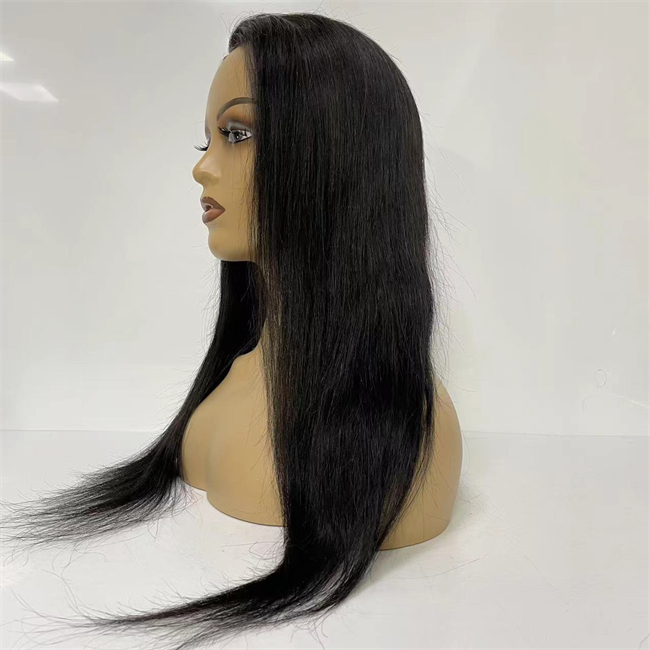 18 Inches Silky Straight Natural Color Thin Skin Medium Cap Medical Wig European Virgin Human Hair Full PU Wigs for Black Woman