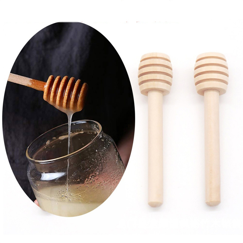 8cm Wooden Stirrer Mini Honey Dipper Wood Honey Spoon Mixing Stick Coffee Milk Tea Kitchen Tool