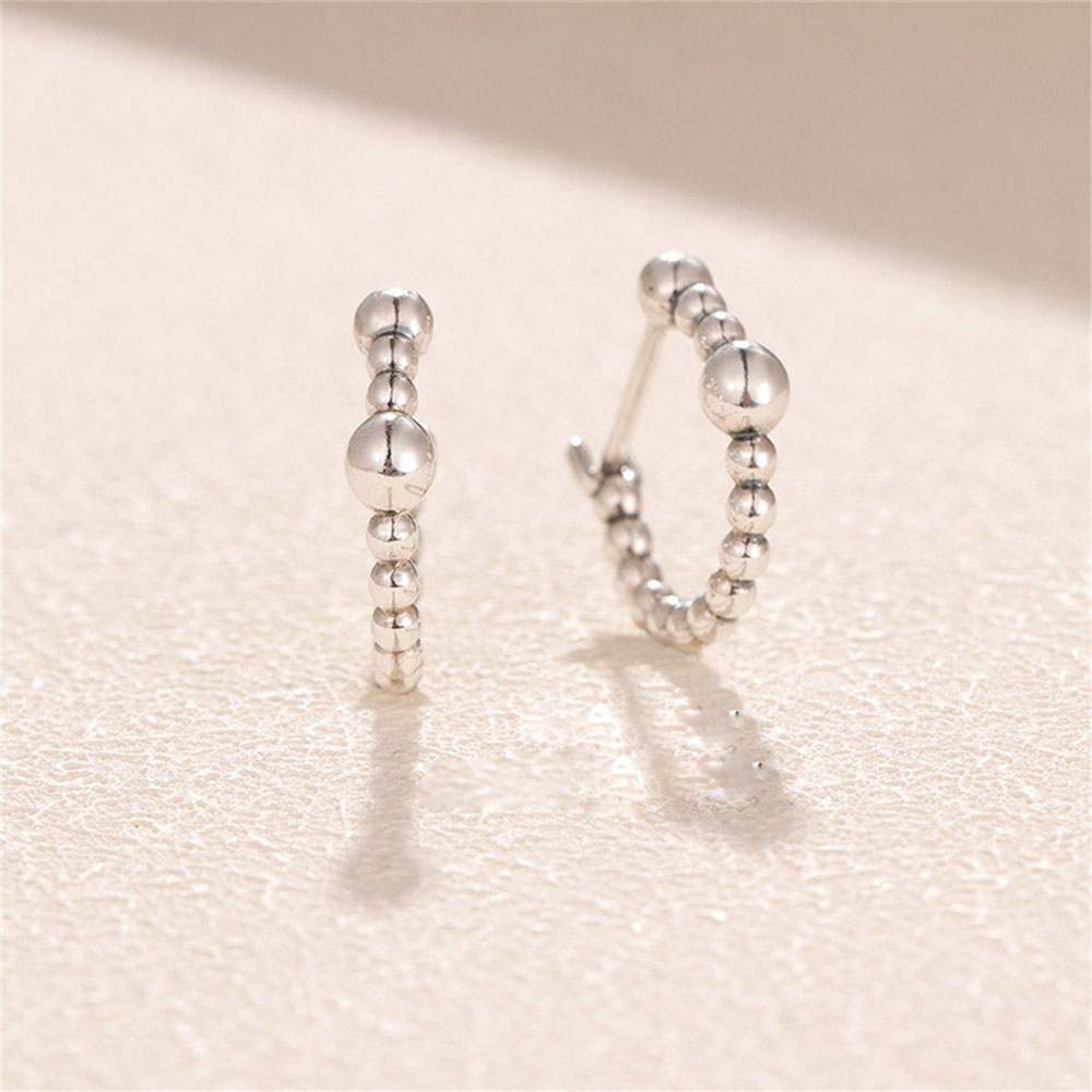 Boucles d'oreilles créoles en argent Sterling 925, chaîne de perles, adaptées aux bijoux de Style Pandora européen, boucles d'oreilles à la mode