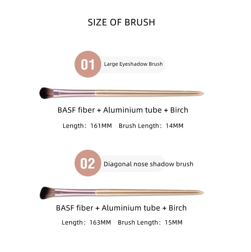 Profissional Blending Eyeshadow Brushes com tubo de alumínio de fibra BASF e bétula