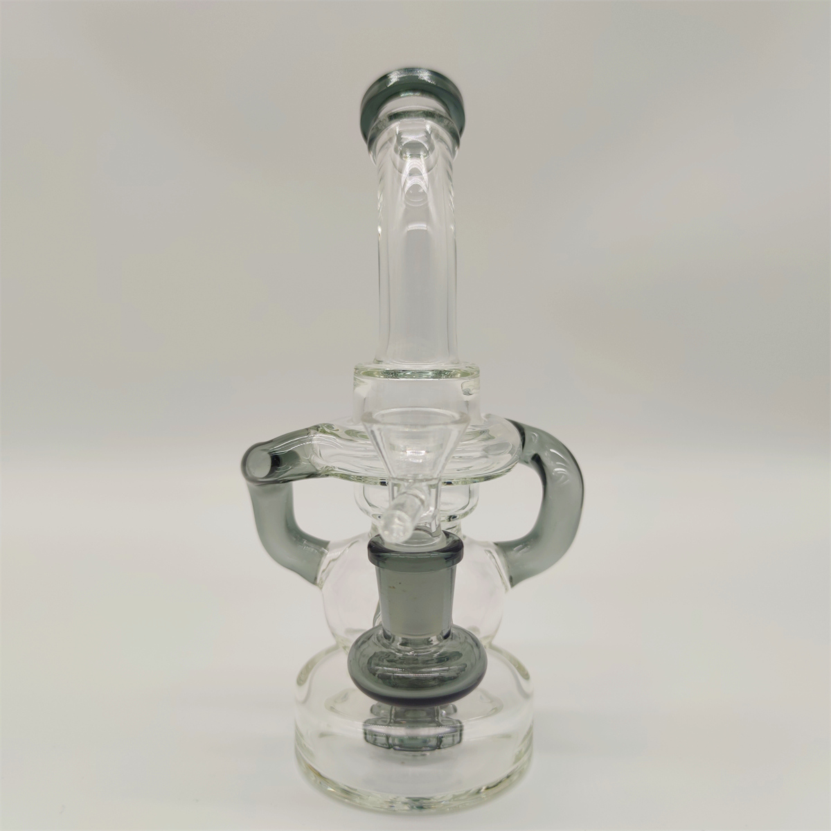 2022 8 Inch Clear Black Glass Water Pipe Bong Dabber Rig Recycler Pipes Bongs Smoke Pipes 14.4mm Female Joint with Regular Bowl&Banger US Warehouse