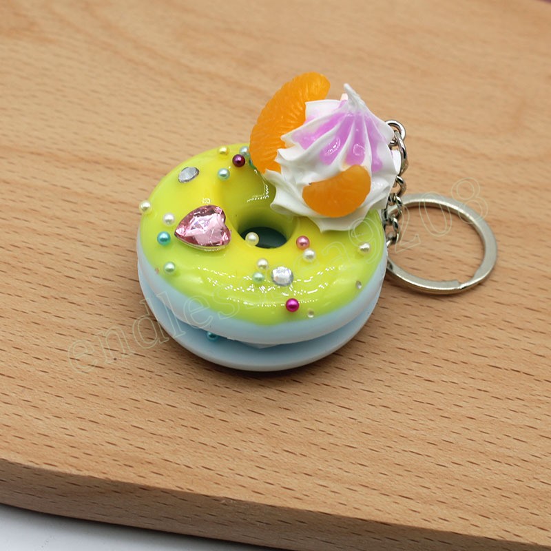 Cartoon Bread Donut Keychain For Girls Womens Colorful Chocolate Donut Pendant Keyring Couple Key Rings Chains Charm Bag Gifts