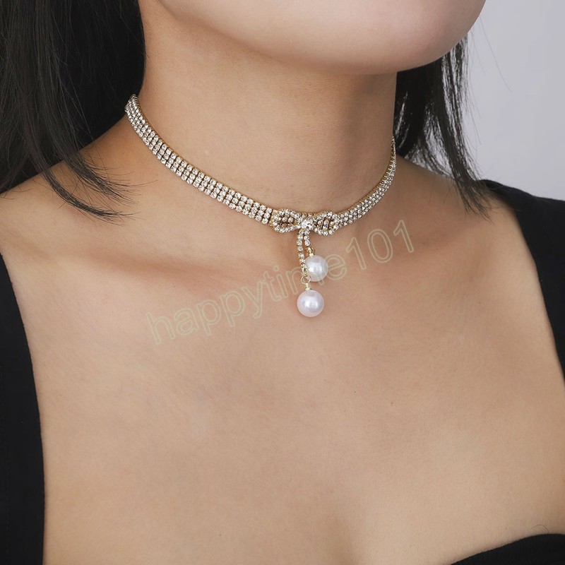Luxury Pearl Heart Necklace Beaded Choker Necklace Penadnt Chain Necklaces Valentines Day Bridesmaid Gift Boho Jewelry