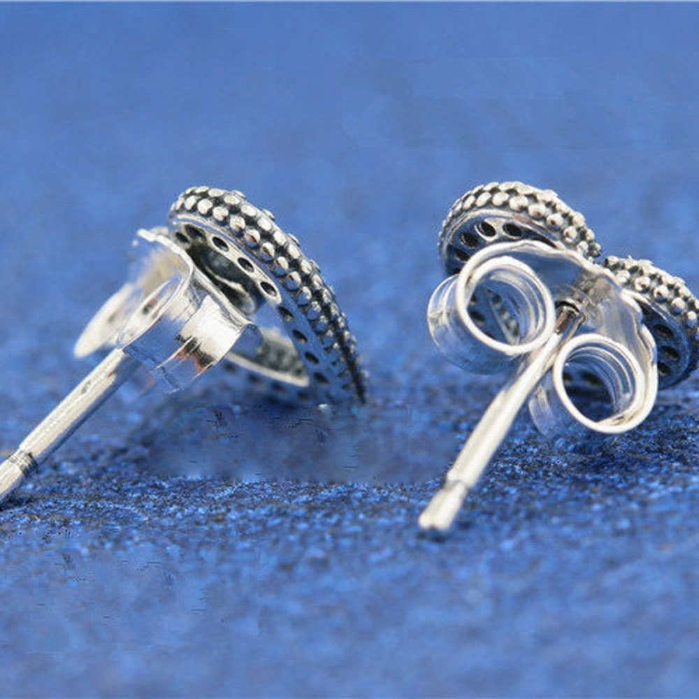 925 Sterling Silver Heart Swirls Stud Earrings Fits European Pandora Style Jewelry Fashion Earrings