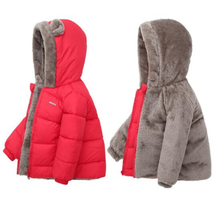 Nowy styl ubrania dla dzieci w dół bawełniany płaszcz chłopiec dziewczyny zima jagnięce kurtka polarowa dzieciak z kapturem zagęszczony gęstą znamion