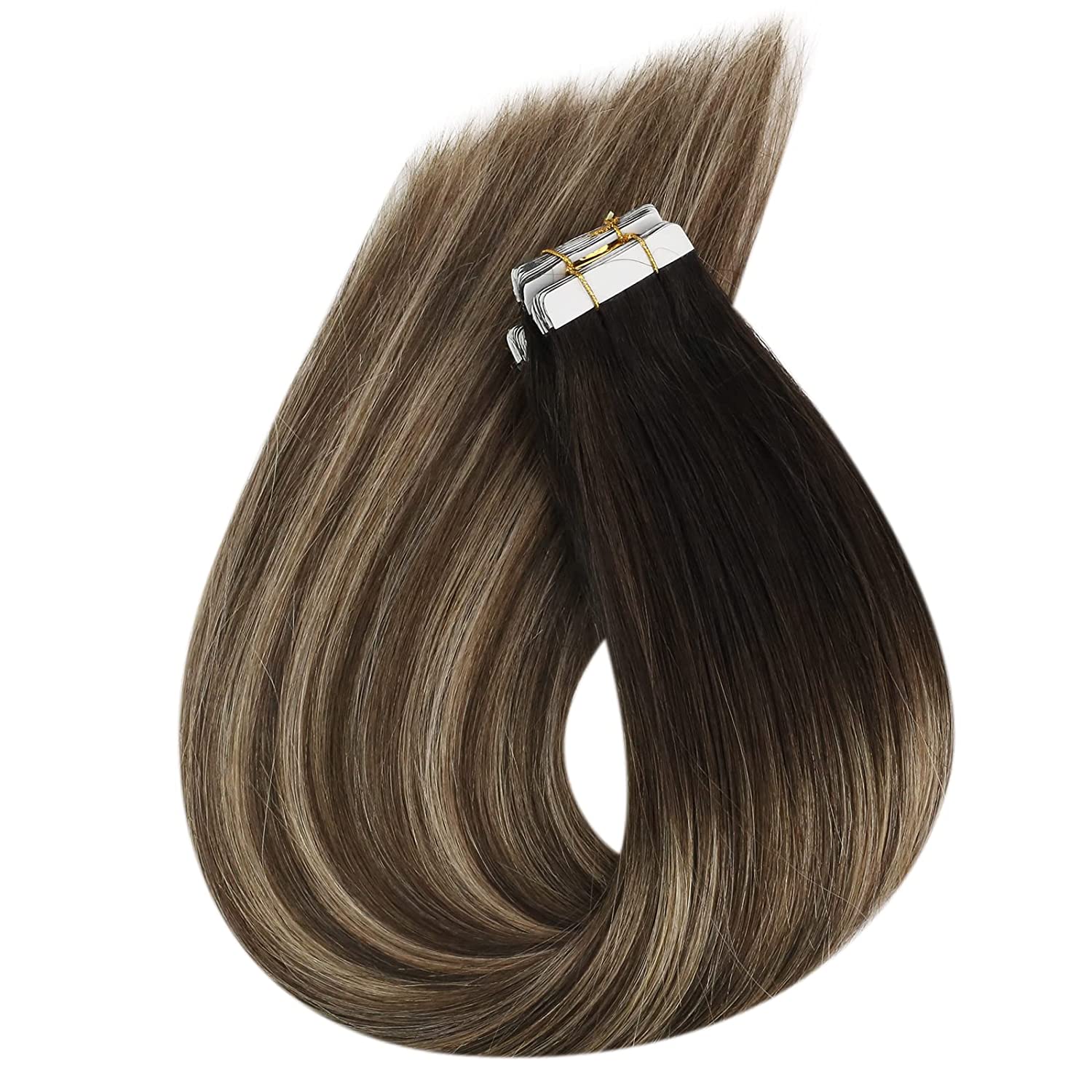 Balayage Tape in Hair Extensions Slik Straight Skin Weft Ombre Tape ins Extension Full Head 100g/