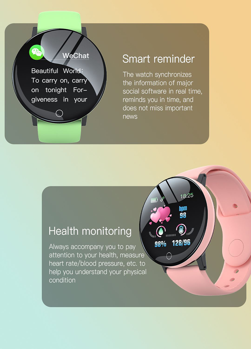 Smart Watch 1,44 Zoll 119Plus Armbänder Blutdruck Sport Tracker Wasserdichtes Bluetooth Smart Armband Herzfrequenzüberwachung für Android Ios