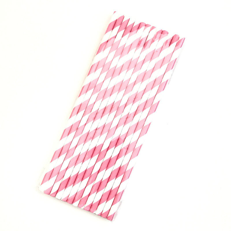 Disposable Drinking Straws Degradable Environmental Friendly Stripe Kraft Paper Straw