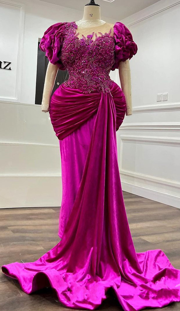 2023 Arabic Aso Ebi Plum Mermaid Prom Dresses Lace Beaded Crystals Evening Formal Party Second Reception Birthday Engagement Gowns Dress ZJ703