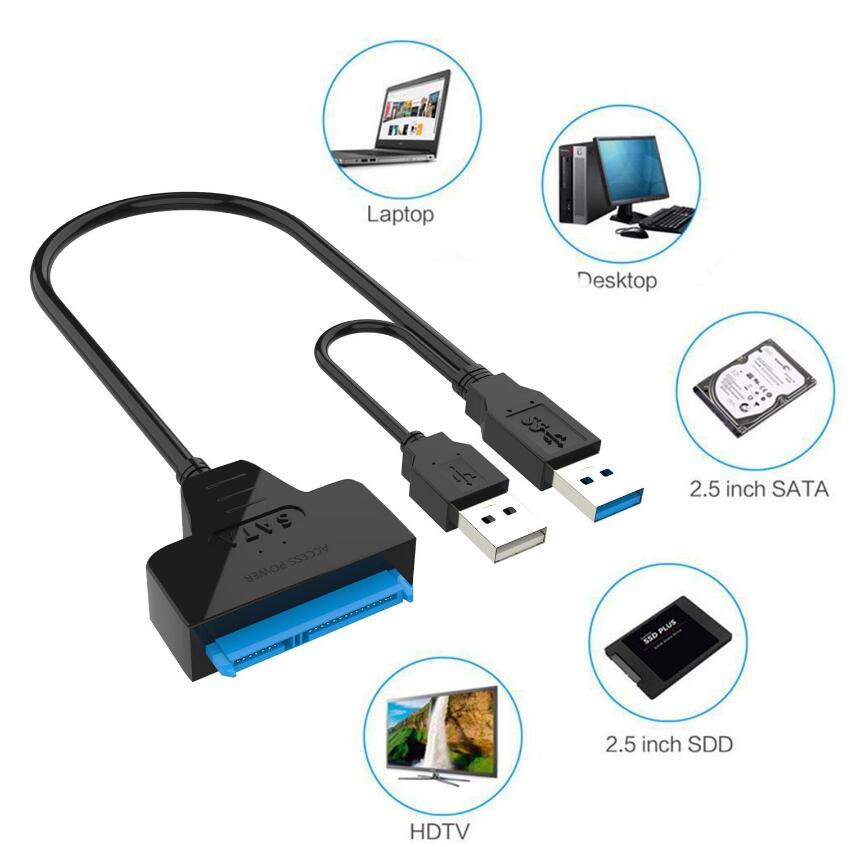 USB 3.0 USB2.0 tot SATA -kabels 22PIN Adapter Cable voor 2,5 3,5 inch SSD HDD External Power Hard Disk Drive Converter Hoge snelheid