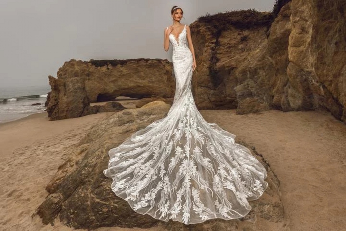 فساتين الزفاف Mermaid 2023 Deep V-Deiveless مع ظهور طويل مفتوح الزواج من Custom Made بالإضافة إلى أحجام Vestidos de Novia GB1202x6