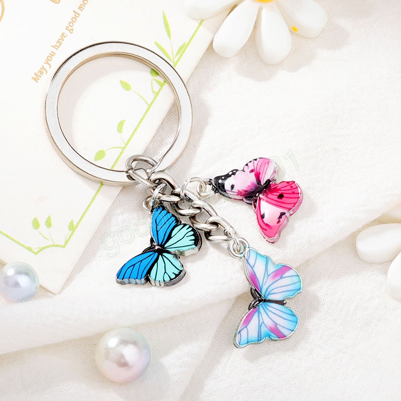 Cute Keychains Butterfly Pendant Key Ring Flying Animals Key Chains For Women Girls Handbag Accessories Charm Jewelry