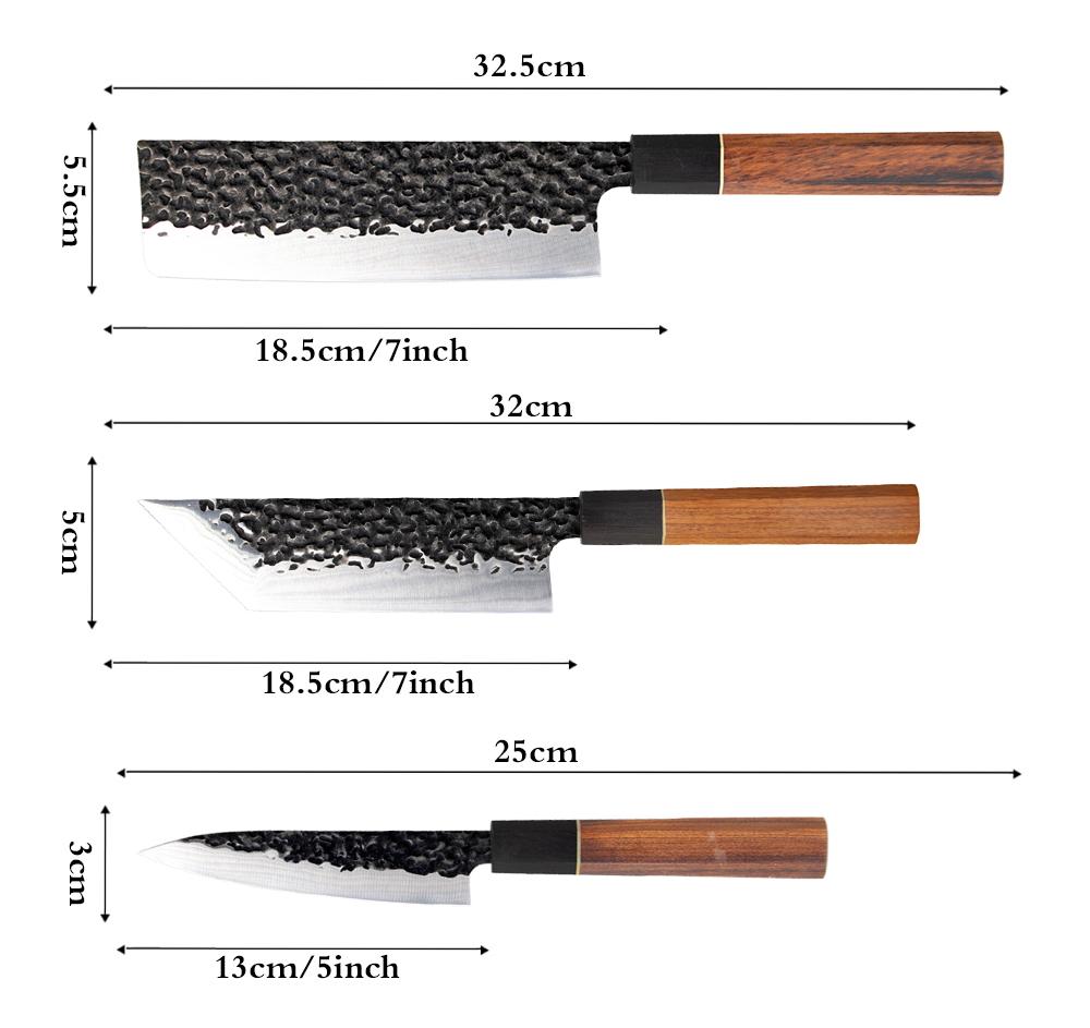 Conjunto de facas de cozinha 1-6 artesanais forjadas de alto carbono em aço inoxidável japonês Santoku Chef LNIFE Cutelo afiado ferramenta de corte 314q