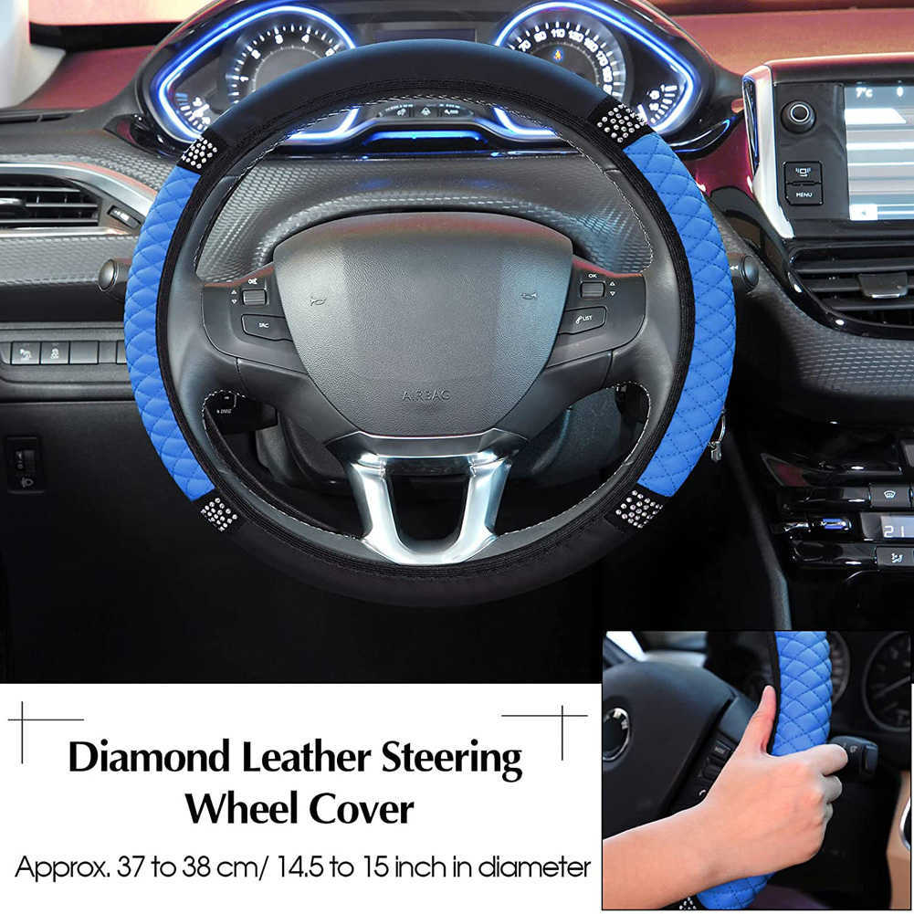 Universel Bling diamant strass cristal voiture volant couverture PU cuir Auto accessoires étui voiture style