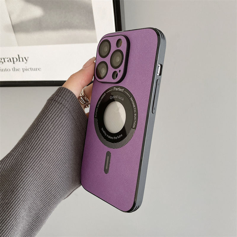 Luxury Leather Magnetic Phone Cases Wireless Charging For iPhone 14 Pro Max Plus iPhone14 13 12 11 Shockproof Camera Lens Protective TPU Frosting Cover