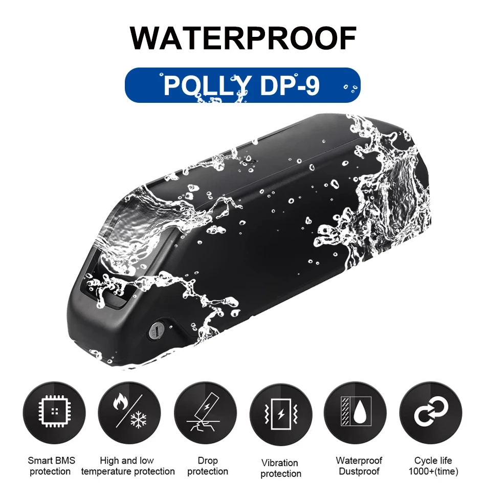 Batterie Polly Shark 52V, 17,5 ah, pour vélo électrique 48V, 21ah, 1000/1200W, tube descendant Polly, gros pneu