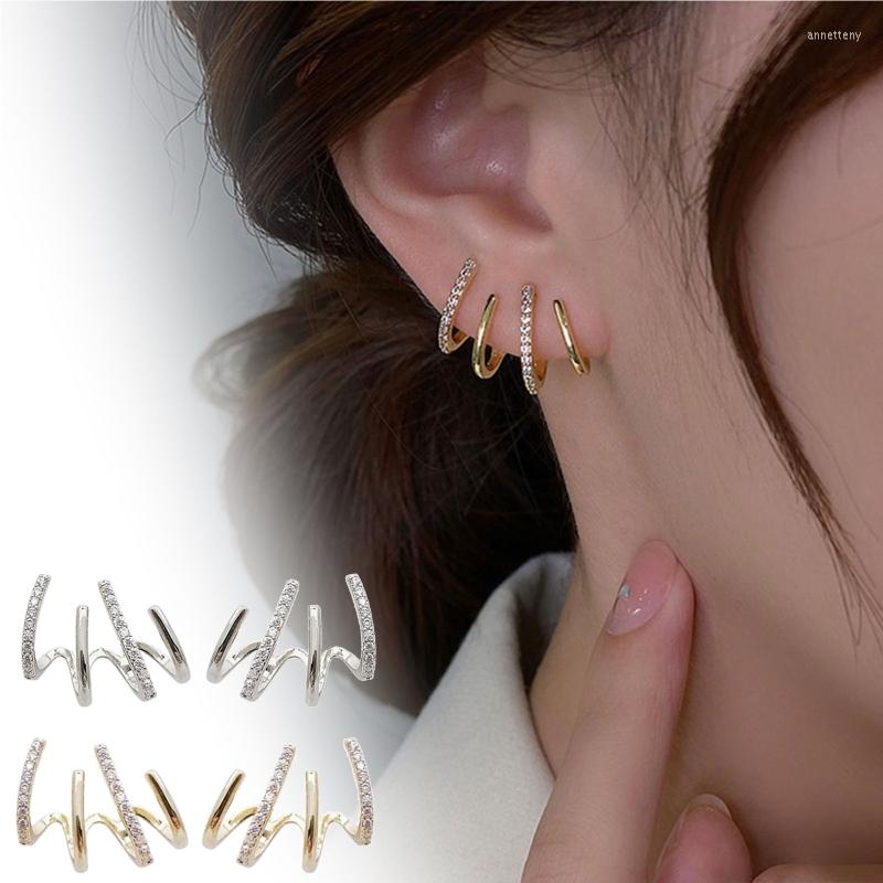 Rücken Ohrringe Silber Ohrring Persönlichkeit Diamant Vier-klauen Reihe Weibliche Einfache Temperament Mädchen Klaue Ohr Studs Für Women2181