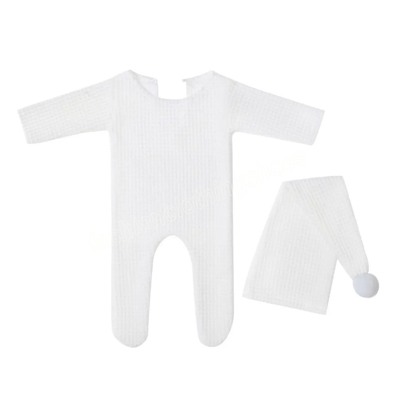 Nouveau-né infantile bébé ensemble Onesies tricoté salopette barboteuses avec longue queue chapeau vêtements ensembles photographie vêtements accessoires