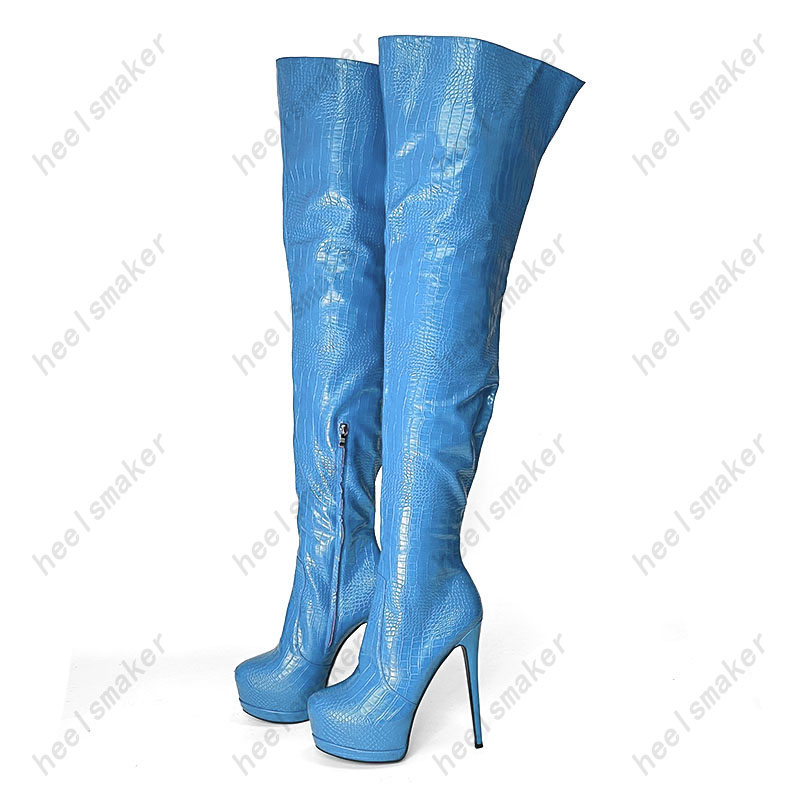 Heelmaker Handmade Dames Winterdijboots Waterdichte ultrahoge hakken rond teen rode cosplay schoenen dames ons plus maat 5-20