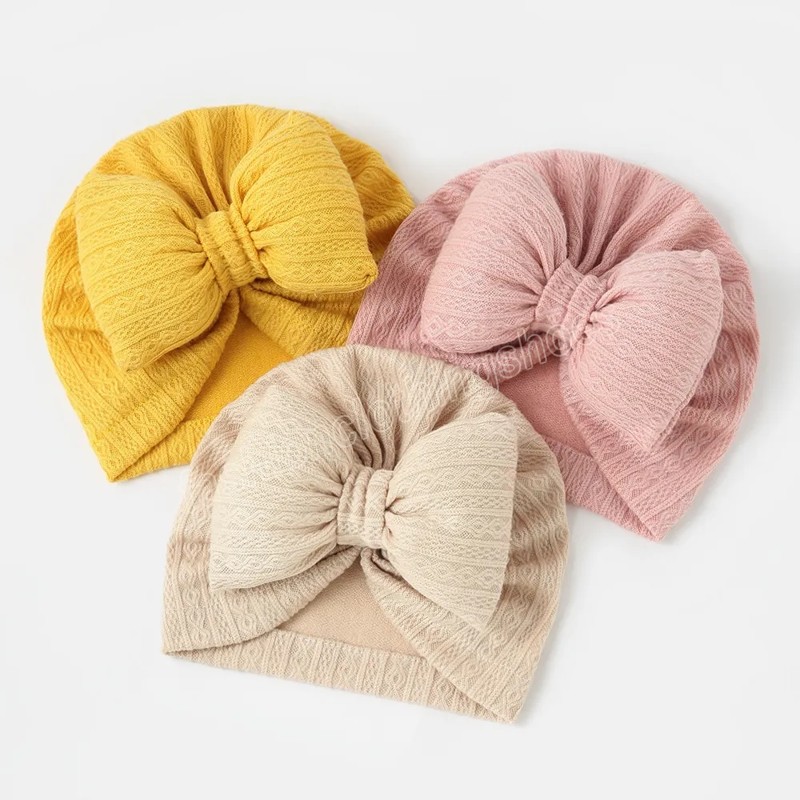 Doux grand nœud noué enfant en bas âge tête enveloppement solide infantile chapeaux Turban nouveau-né bébé chapeau casquettes cheveux accessoires