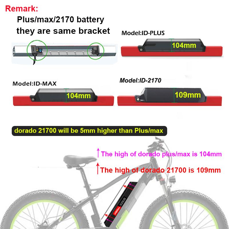 Reention Dorado Ebike Battery 48V 17.5AH 14.5AH 21AH InBuilt Frame Batteria för M2S Kush Bike Frey AM1000 BAFANG 1000W 500W 350W Motor med laddare