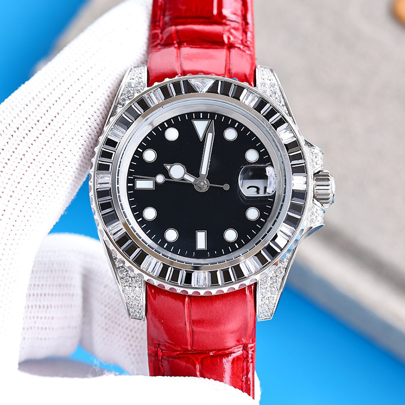 Watch Mens Watch Diamond Bezel Automatic Movement Waterproof 40mm Leather Strap Fashion Wristwatches Business Wristwatch Multiple colors