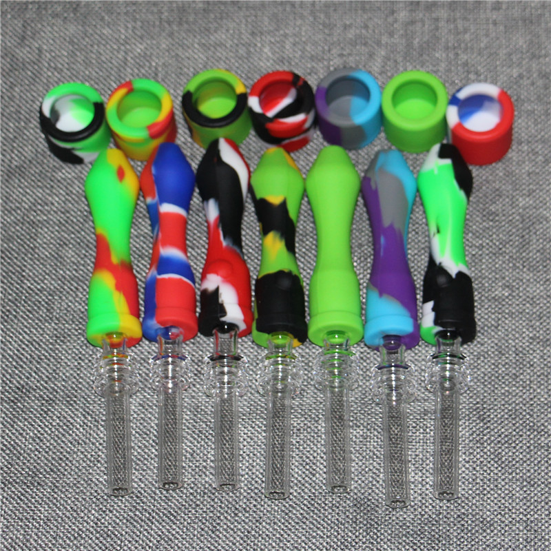 Mini silicone Nectar Pipe kit portable Concentrate smoke Pipe water pipes with Titanium Tip Dab Straw Oil Rigs