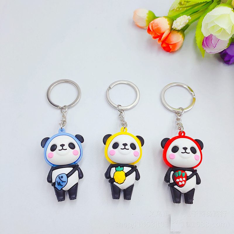 PVC Panda Keychain Pendant Cartoon Keychain Key Chain Bagage Bag Dekorativ nyckelning