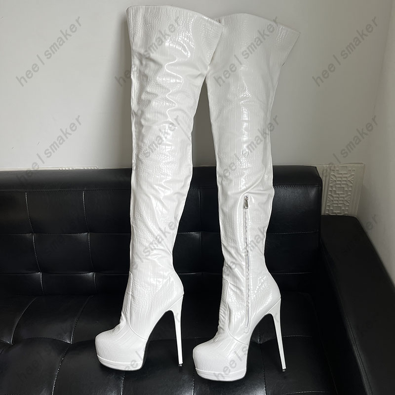 Heelmaker Handmade Dames Winterdijboots Waterdichte ultrahoge hakken rond teen rode cosplay schoenen dames ons plus maat 5-20