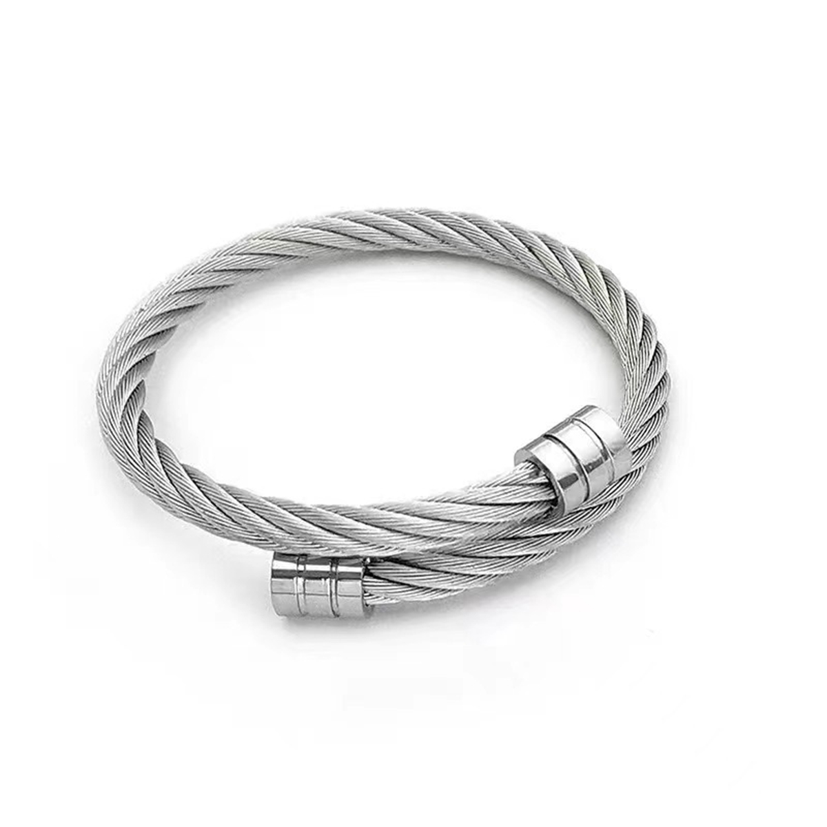 Fashion steel wire Bangle bracelet male hip-hop punk opening elastic jewelry
