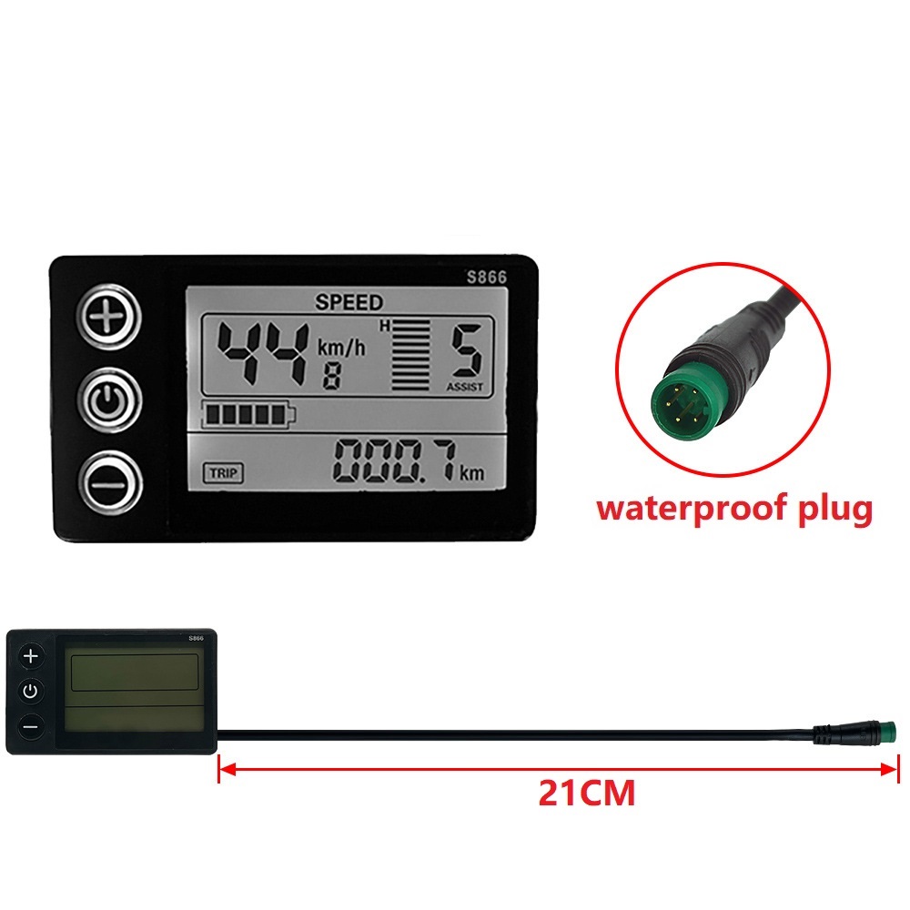 ECD LCD Display Meter S866 24V 36V 48V 60V لوحة تحكم ذكية مع تحويل أجزاء الدراجات الكهربائية المقاومة للماء