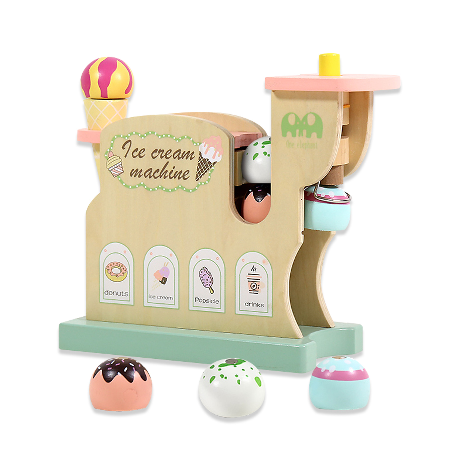 Montessori Activities of Toy Food Set Ice Cream Maker Toy for Kids Kitchen Pretending Play