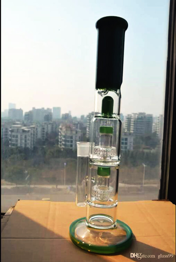 Bong de vidro grande de 13 polegadas Reciclador Dab Rigs Bubbler Hookahs Cachimbos de água de fumaça Matrix Perc com tigela de 14 mm