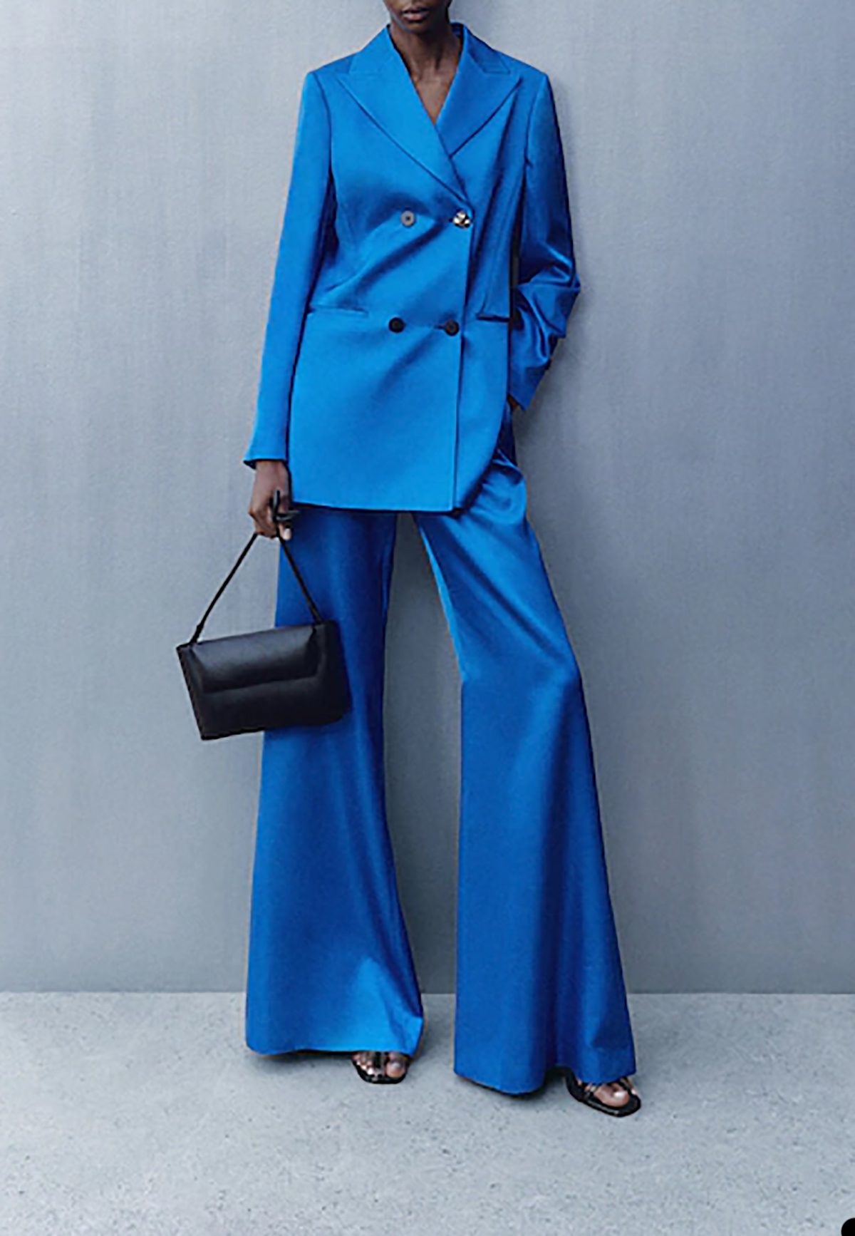 Street Style Women Pants Suits Loose Leisure Blue Wedding Tuxedos Prom Evening Party Wide Leg Wear 