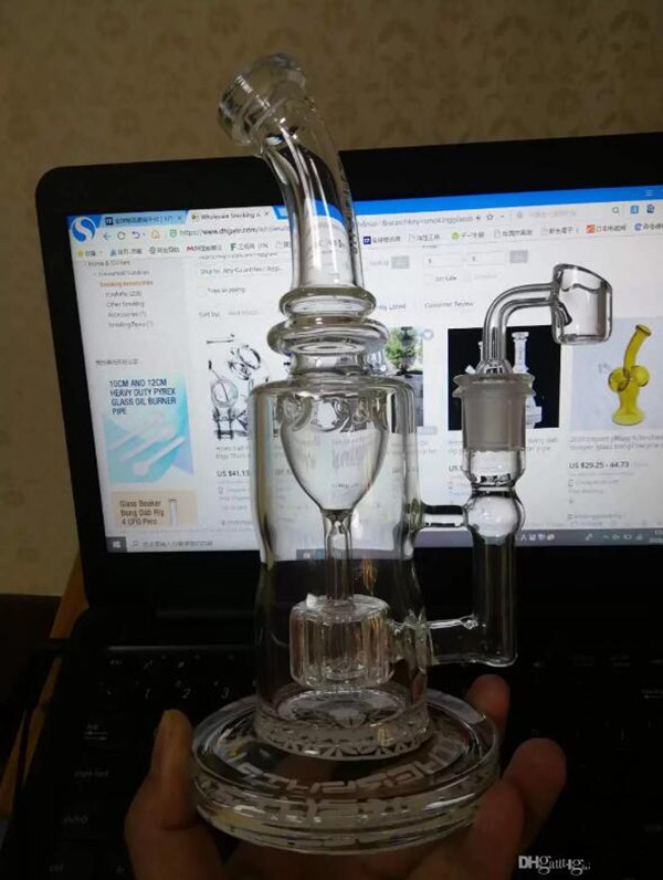 Klein Recycler Dab Rig Vidrio grueso Bong Cachimbas Agua de vidrio Bongs Percolador Tubería de agua Matrix Perc Chicha