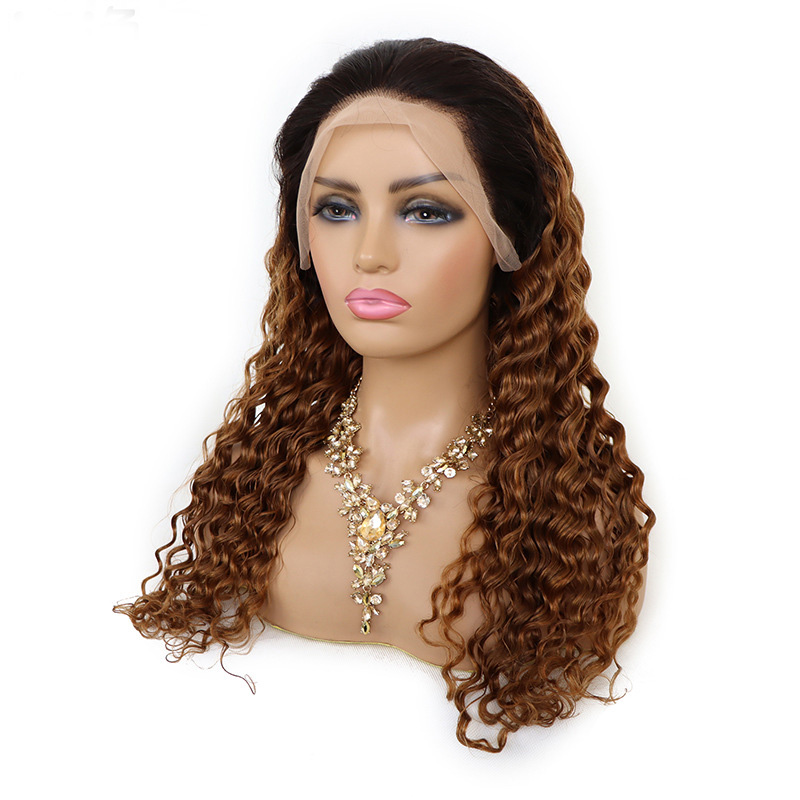 1B/30 Ombre Kleur Braziliaanse Menselijk Haar 13X4 Lace Front Pruik Diepe Golf Peruaanse Indian Pruiken 1b 30