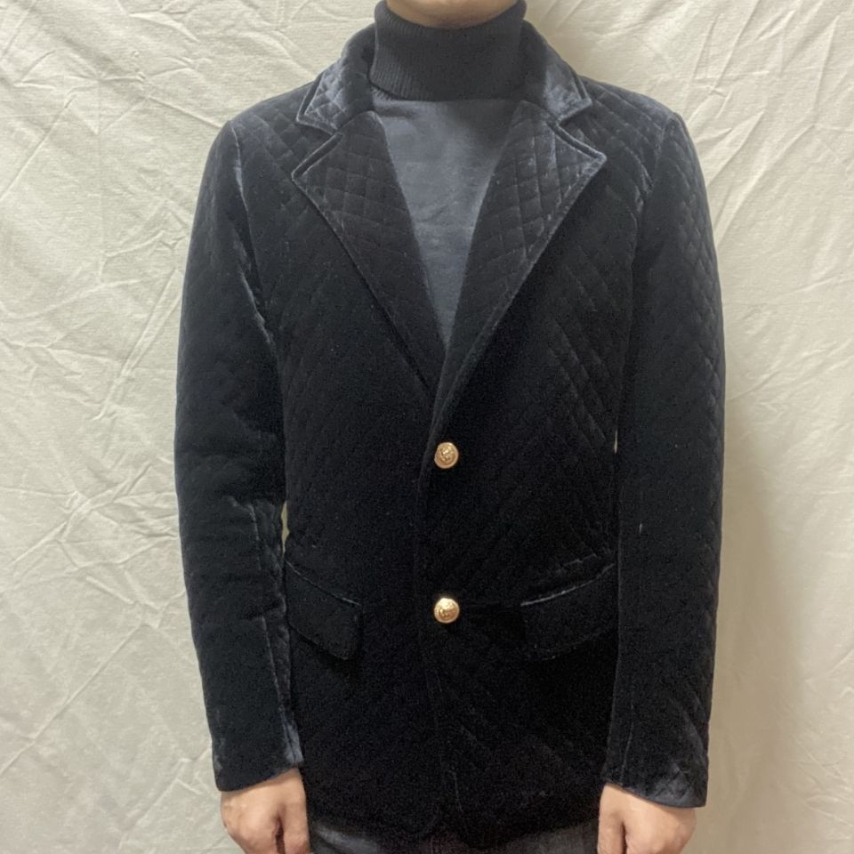vestido preto masculino masculino traje blazers boutique boutique britânica bela tendência magro de tendência de outono de veludo de veludo casual casual dois casacos jacquard de peito único Jacquard
